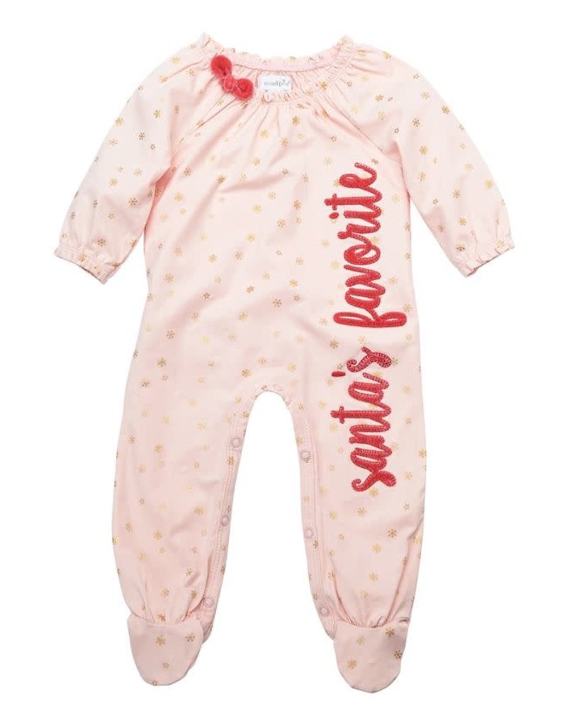 MUD PIE SANTA'S FAVORITE FOOTED SLEEPER