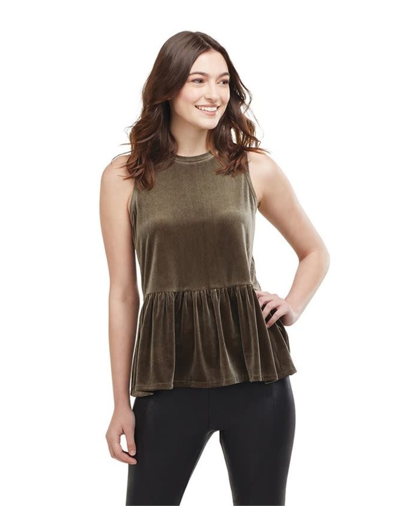 MUD PIE SABLE PEPLUM TANK- OLIVE