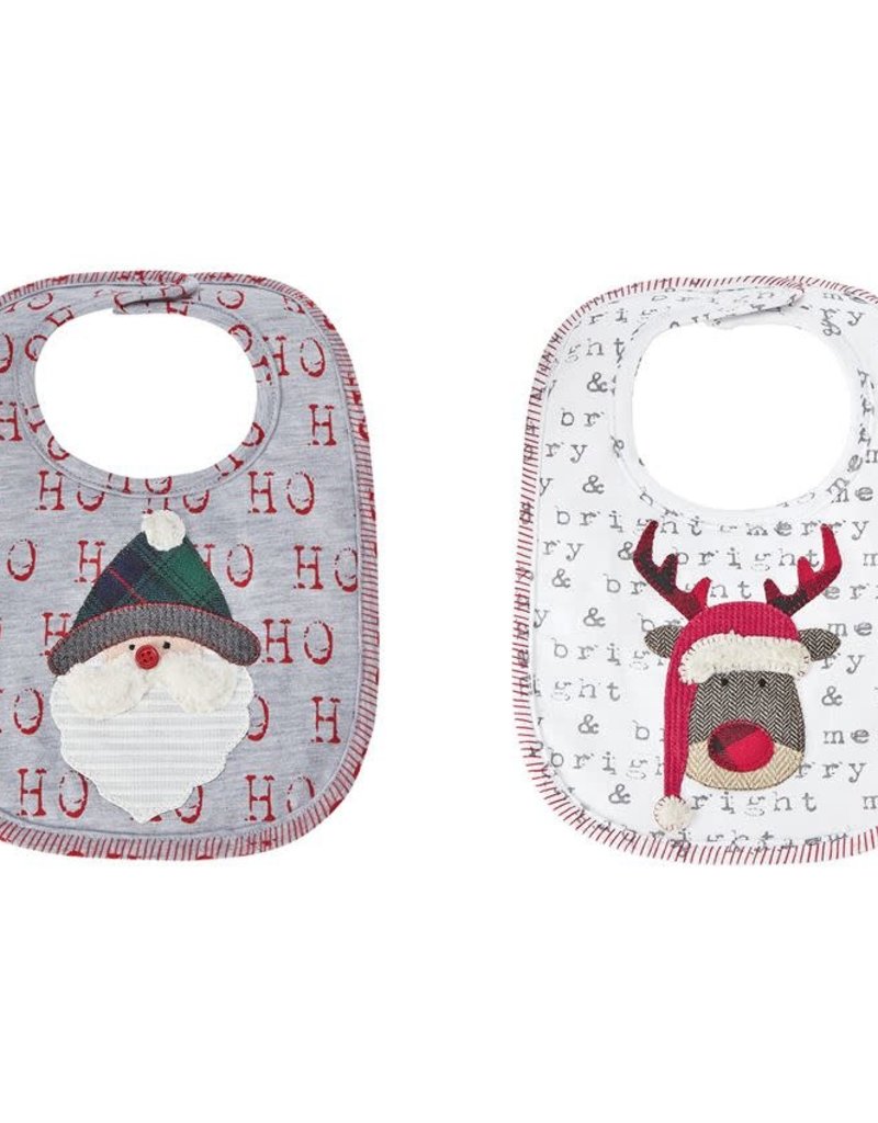 MUD PIE REINDEER & SANTA SENTIMENT BIBS