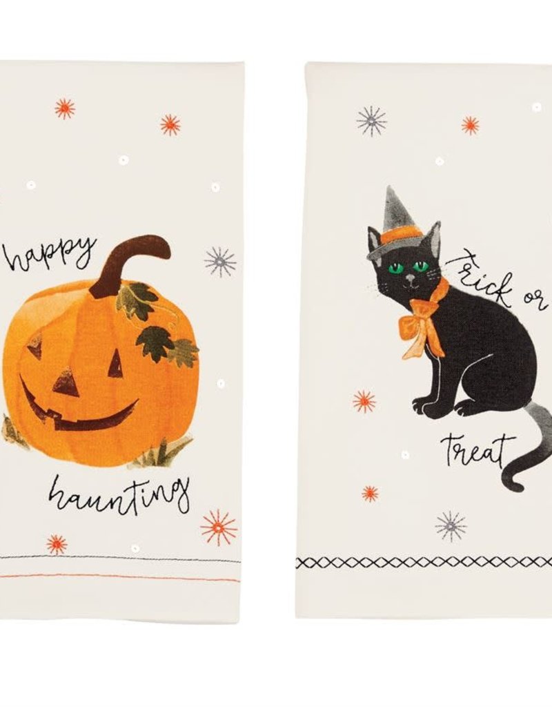 MUD PIE HALLOWEEN SEQUIN HAND TOWELS