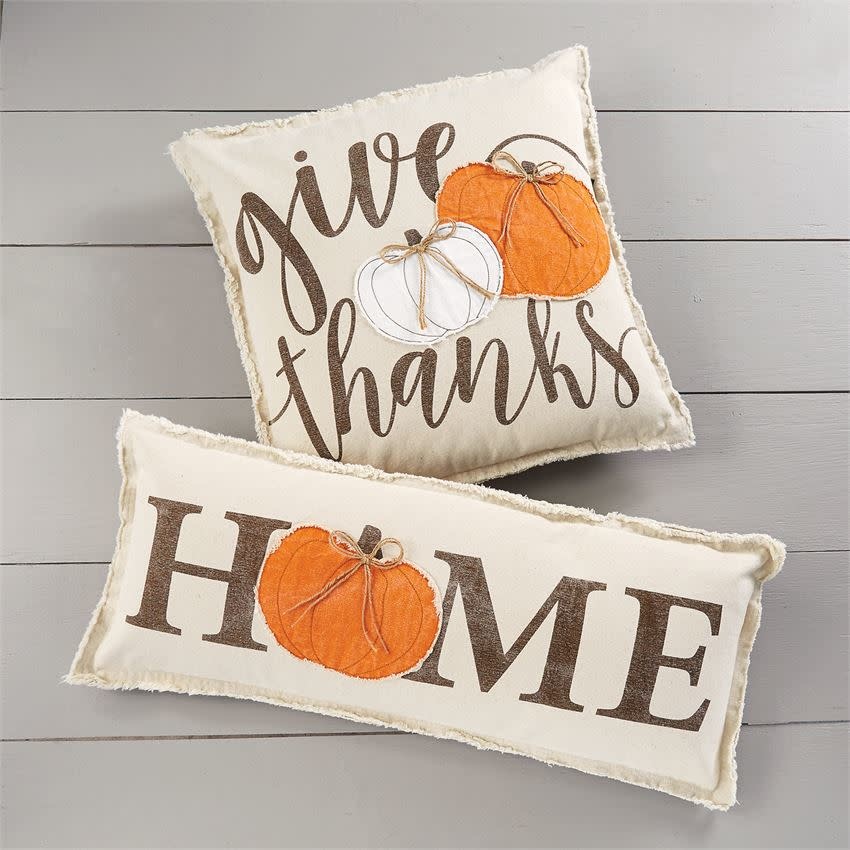 MUD PIE APPLIQUE CANVAS PUMPKIN PILLOWS MUD PIE APPLIQUE CANVAS PUMPKIN PILLOWS