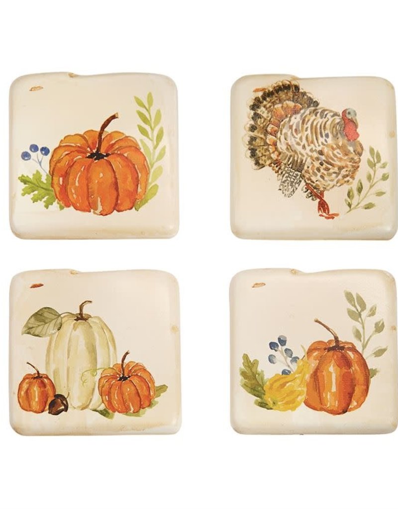 MUD PIE PUMPKIN TILE RESIN COASTERS