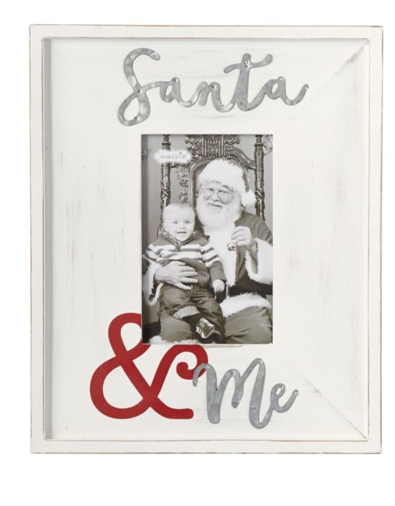 MUD PIE SANTA & ME WOOD & TIN FRAME