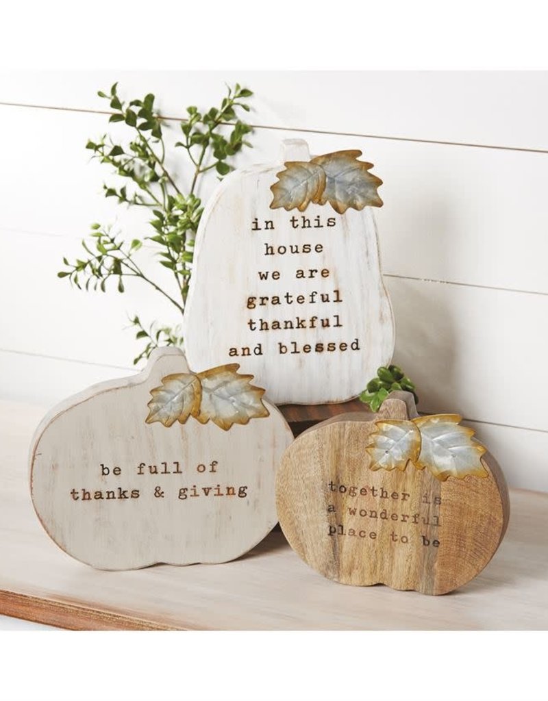 MUD PIE CHUNKY WOOD PUMPKIN PLAQUES