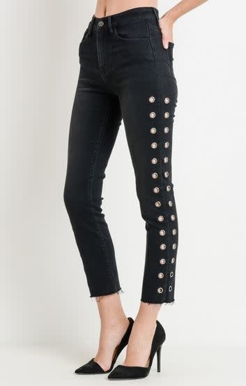 HIGH WAIST EYELET ANKLE STRAIGHT JEANS HIGH WAIST EYELET ANKLE STRAIGHT JEANS