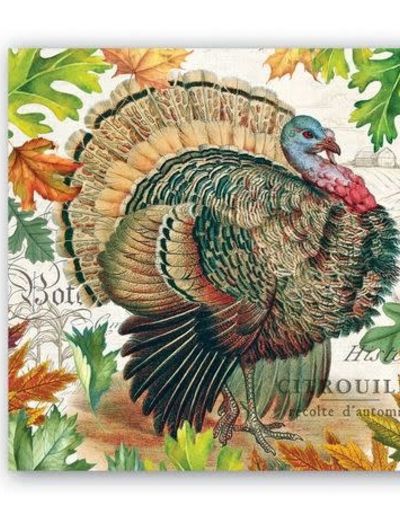 MICHEL DESIGN WORKS Fall harvest turkey cocktail napkin