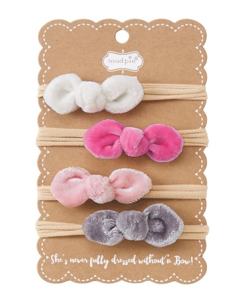 MUD PIE VELVET BOW HEADBANDS-SET OF 4