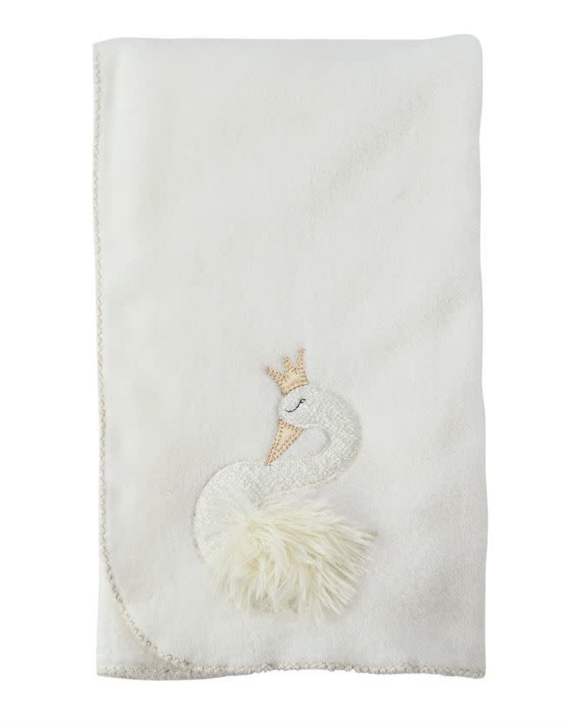 MUD PIE SWAN FLEECE BLANKET