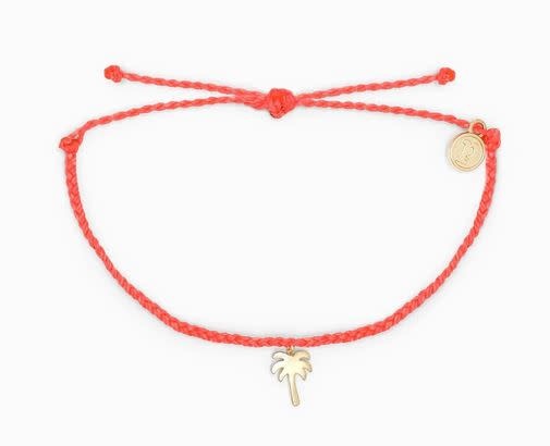 PURAVIDA palm tree bracelet- STRAWBERRY w/gold charm PURAVIDA palm tree bracelet- STRAWBERRY w/gold charm
