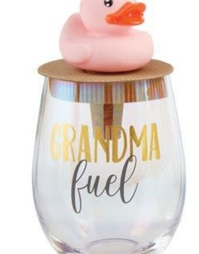 MUD PIE grandma fuel wine glass