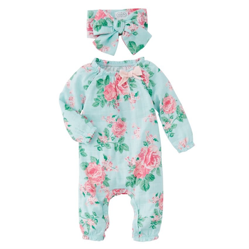 MUD PIE rose sleeper & headband set MUD PIE rose sleeper & headband set