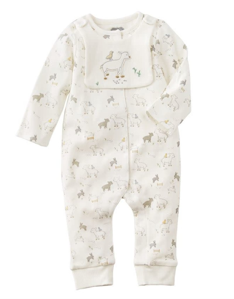 MUD PIE lamb sleeper & bib set 3-6 months