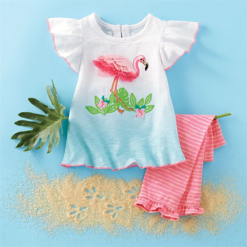 MUD PIE Fringe Flamingo Tunic and Capri Set MUD PIE Fringe Flamingo Tunic and Capri Set
