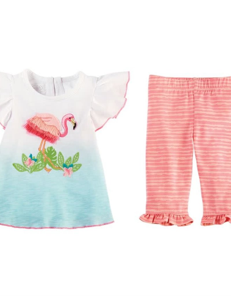 MUD PIE Fringe Flamingo Tunic and Capri Set
