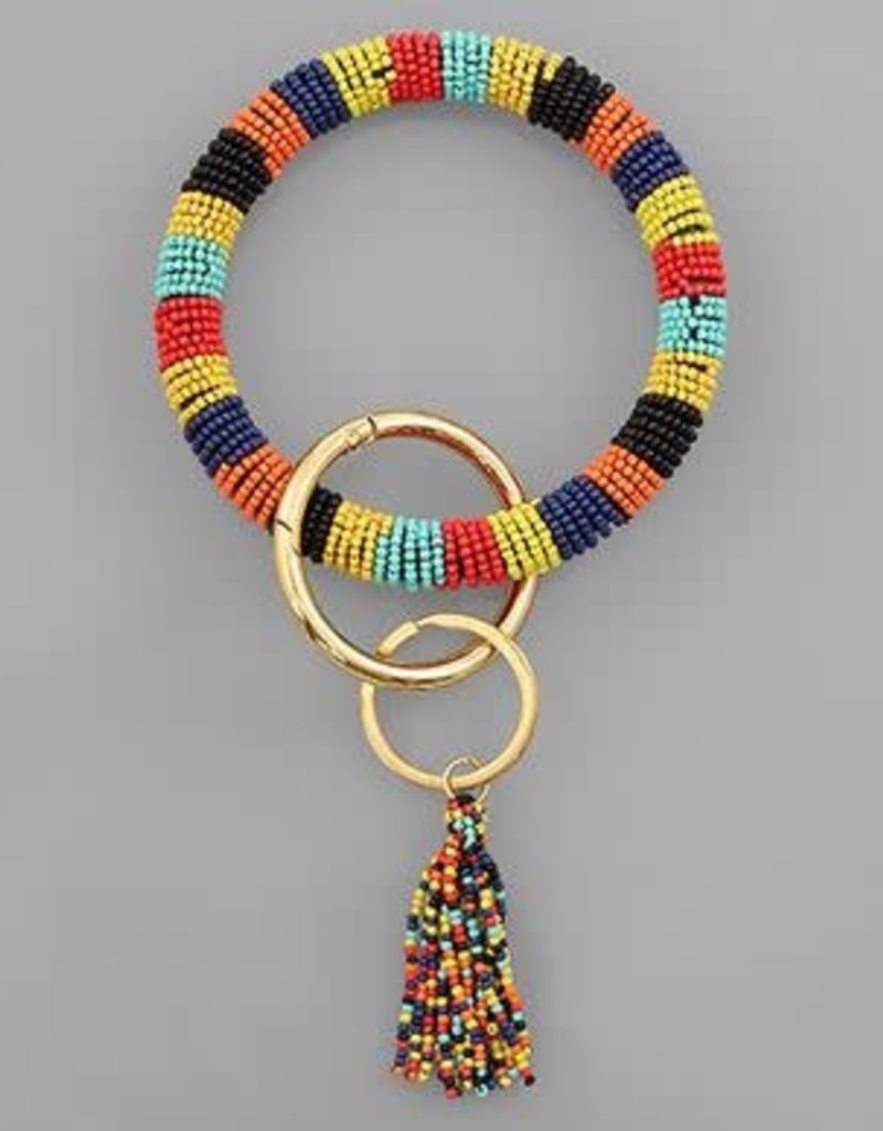 PATTERNED BEAD KEY RING BRACELET