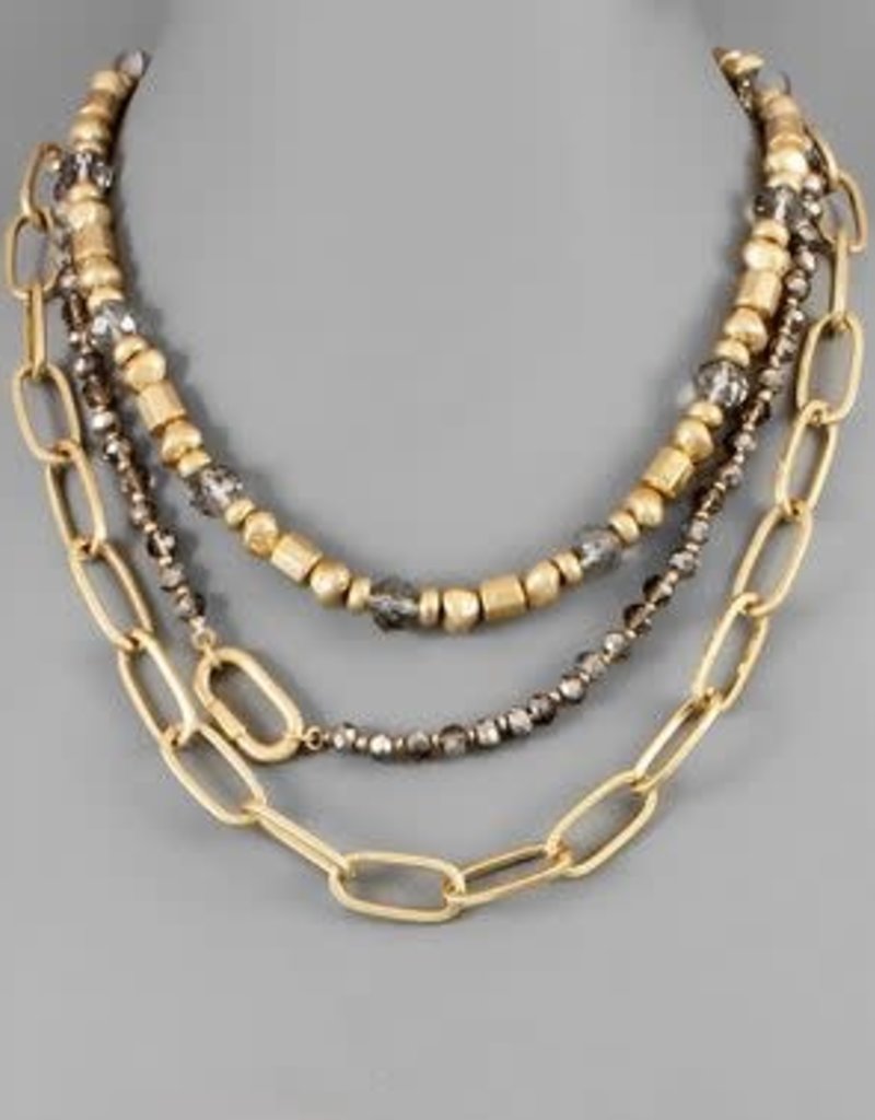 BEAD & CHAIN LAYER NECKLACE