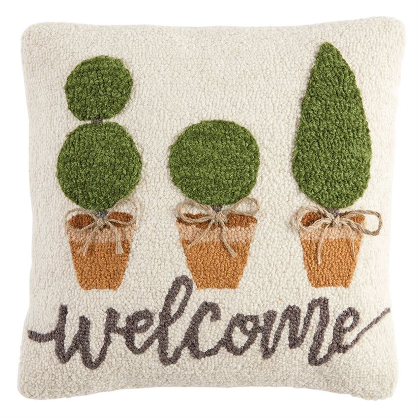 MUD PIE TOPIARY HOOKED PILLOW MUD PIE TOPIARY HOOKED PILLOW