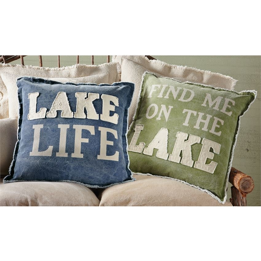 MUD PIE WASHED CANVAS LAKE PILLOWS MUD PIE WASHED CANVAS LAKE PILLOWS