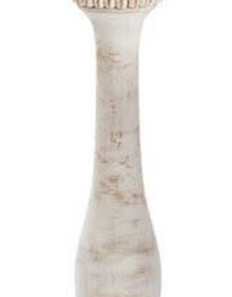 MUD PIE WHITE-WASHED BEADED CANDLESTICKS
