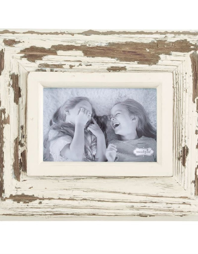MUD PIE SMALL WHITE WEATHERED FRAME