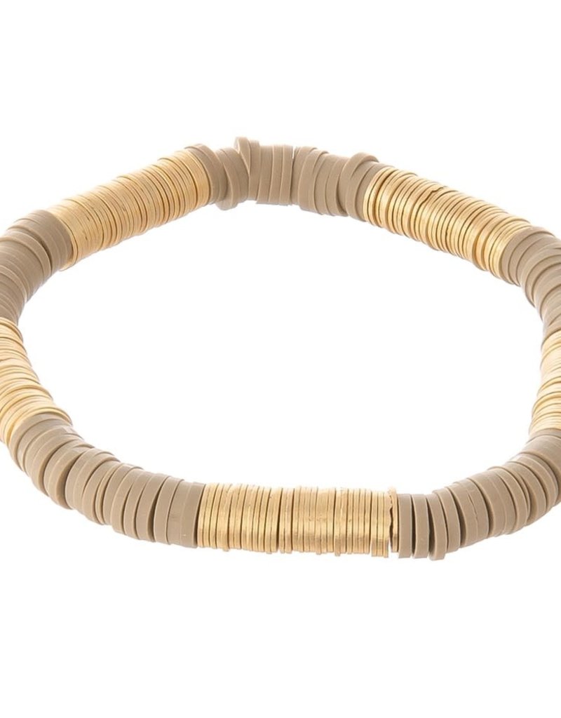 rubbery and metal spacer beaded stretch bracelet