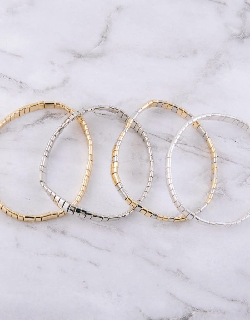 metal miyuki tile beaded stretch bracelet