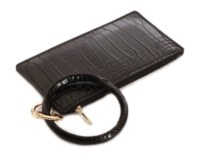 VEGAN LEATHER KEY RING WALLET- BLACK VEGAN LEATHER KEY RING WALLET- BLACK