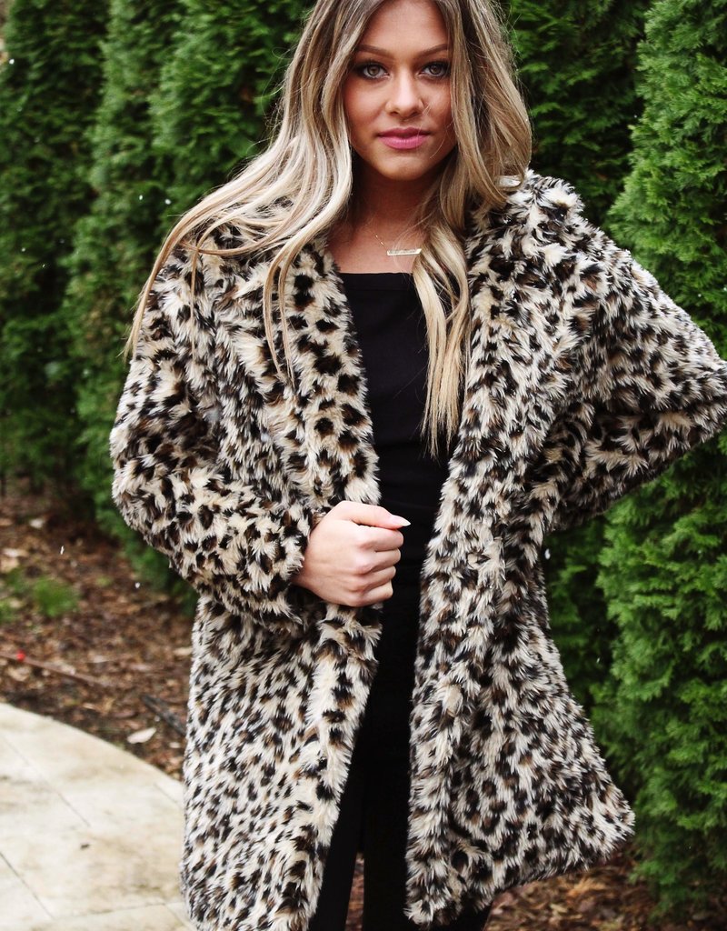 ANGIE animal print faux fur jacket