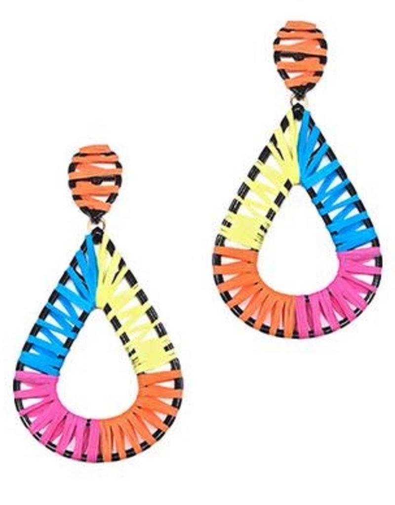 raffia woven teardrop earrings