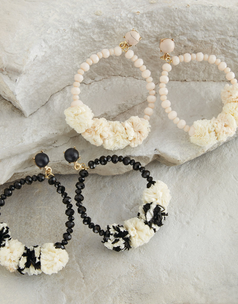 MUD PIE RAFFIA HOOP EARRINGS