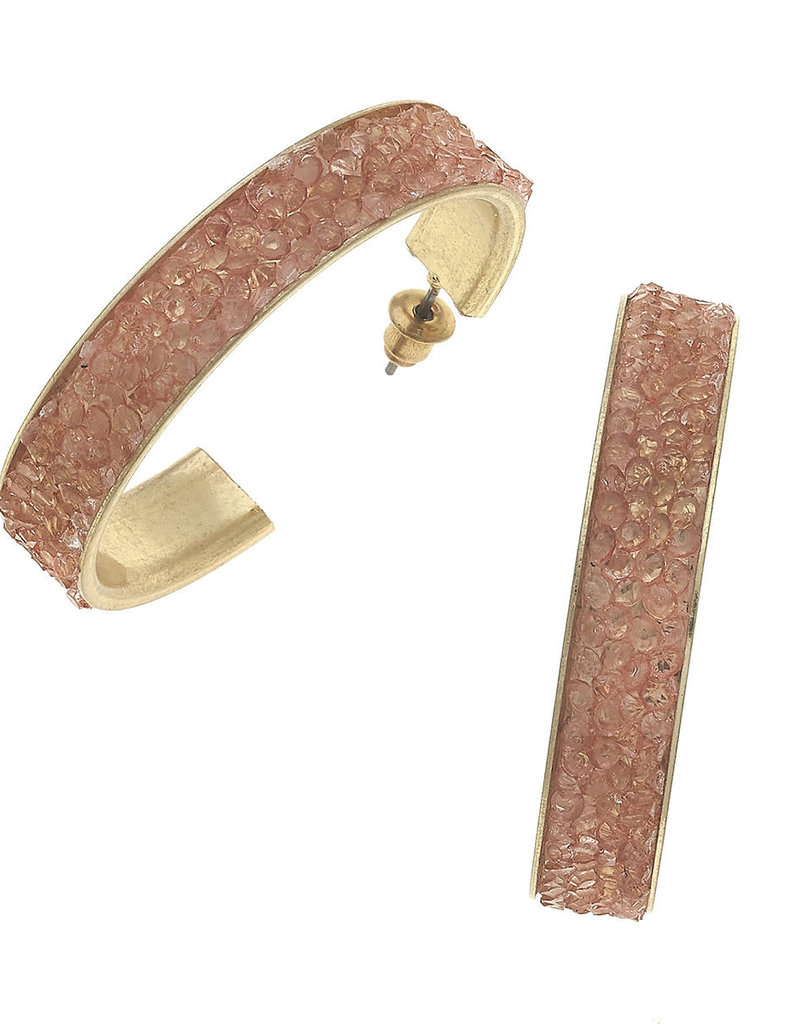 CANVAS quinn hoop earrings in blush druzy