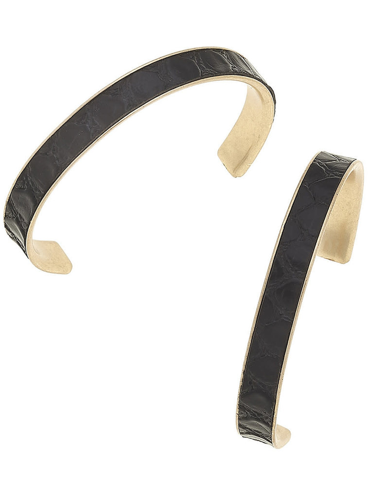 CANVAS paola python embossed hoop earrings- black