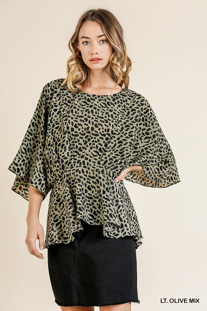 ANIMAL PRINT BELL SLEEVE TOP ANIMAL PRINT BELL SLEEVE TOP