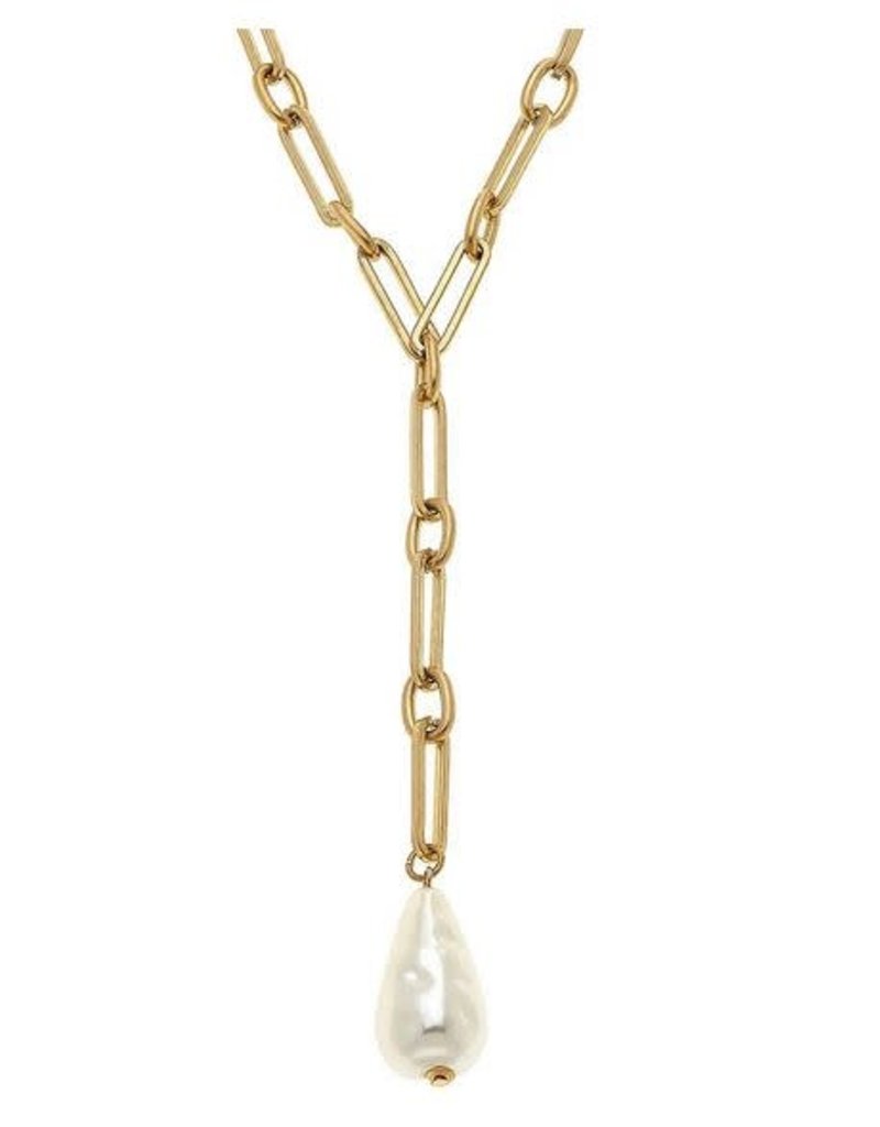 CANVAS ENSLEY Y NECKLACE IN IVORY PEARL, 18" ADJUSTABLE