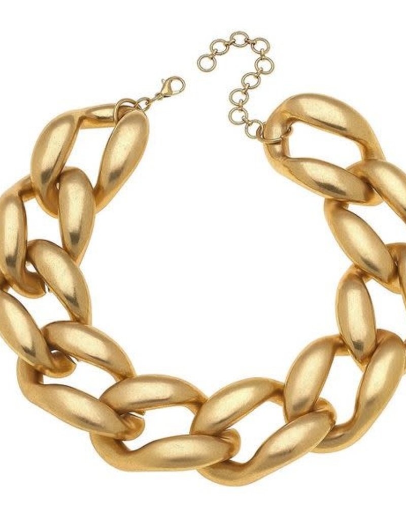 CANVAS GABRIELLE STATEMENT NECKLACE IN WORN GOLD