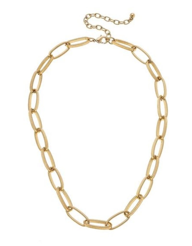 CANVAS JOLIE CHAIN NECKLACE IN WORN GOLD, 16" ADJUSTABLE