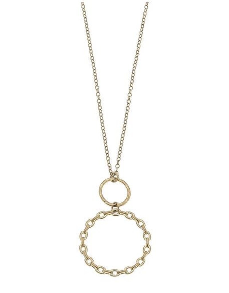 CANVAS ALLEGRA PENDANT NECKLACE IN WORN GOLD 30" ADJUSTABLE