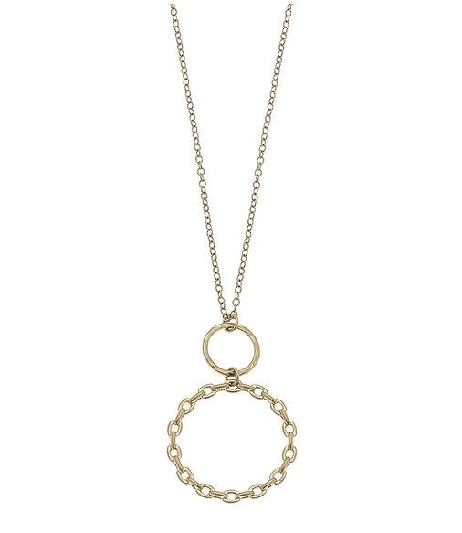 CANVAS ALLEGRA PENDANT NECKLACE IN WORN GOLD 30" ADJUSTABLE CANVAS ALLEGRA PENDANT NECKLACE IN WORN GOLD 30" ADJUSTABLE