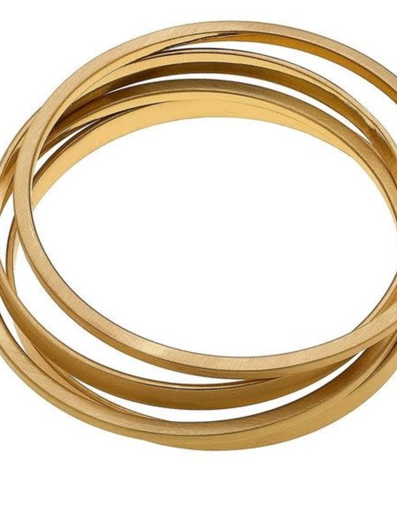 CANVAS CLEO BANGLE STACK IN SATIN GOLD, SET OF 4