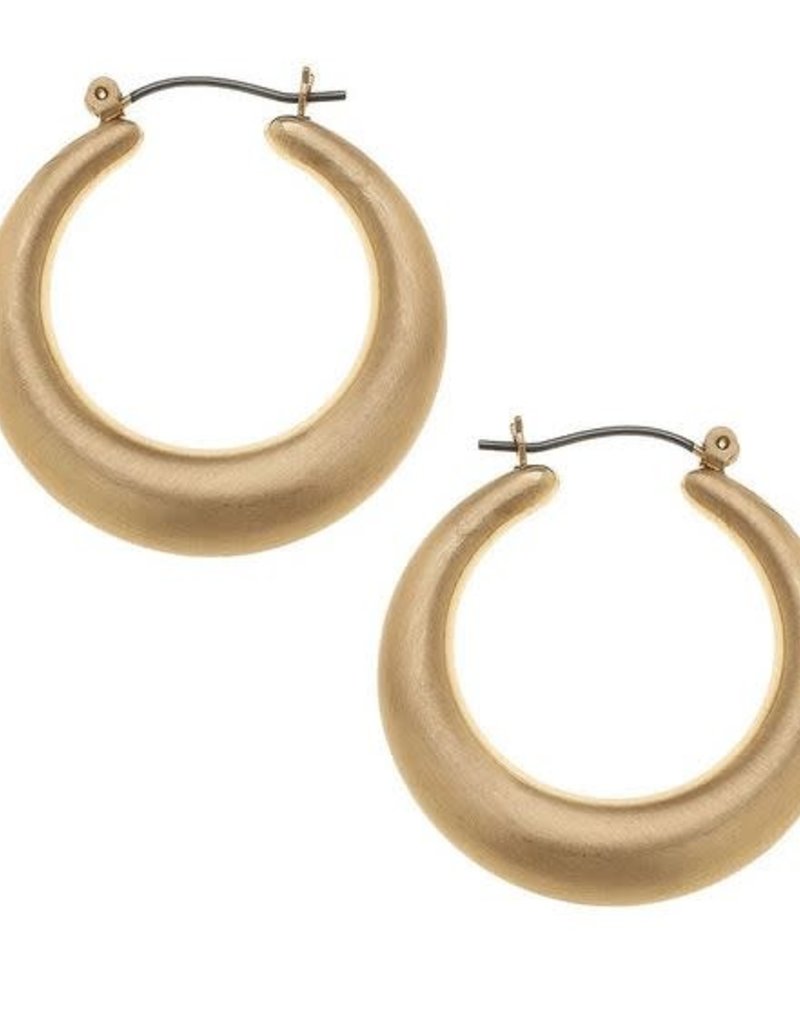 CANVAS LACEY PUFFED HOOP EARRINGS IN SATIN GOLD
