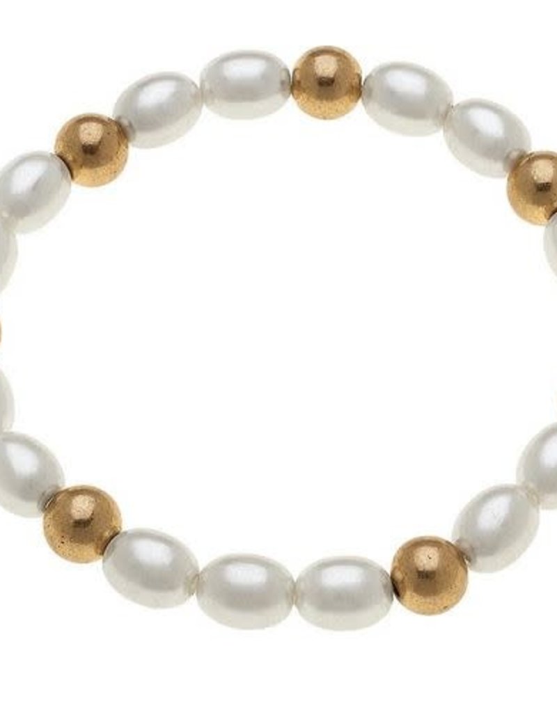 CANVAS ELIZABETH STRETCH BRACELET BRACELET IN IVORY PEARL