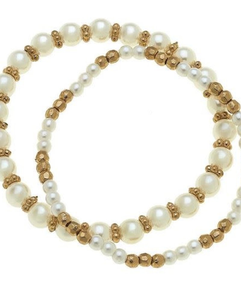 CANVAS ELOISE BRACELETS IN IVORY PEARL, SET OF 2
