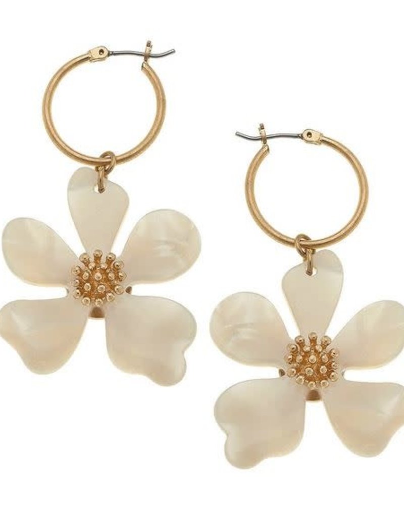 CANVAS BLOSSOM STATEMENT EARRINGS IN WHITE RESIN