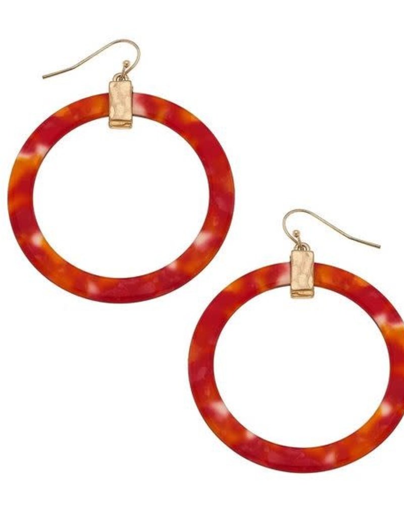 CANVAS COLETTE HOOP EARRINGS IN CORAL RESIN