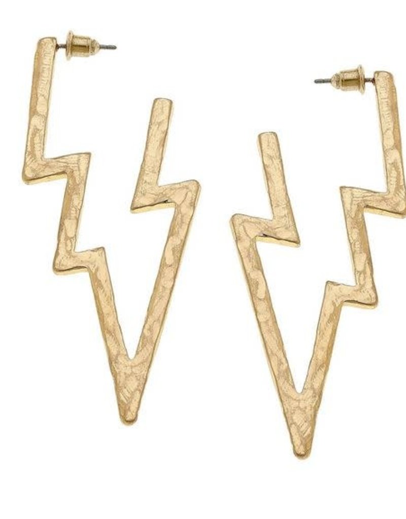 CANVAS THUNDERBOLT STATEMENT EARRINGS IN WORN GOLD