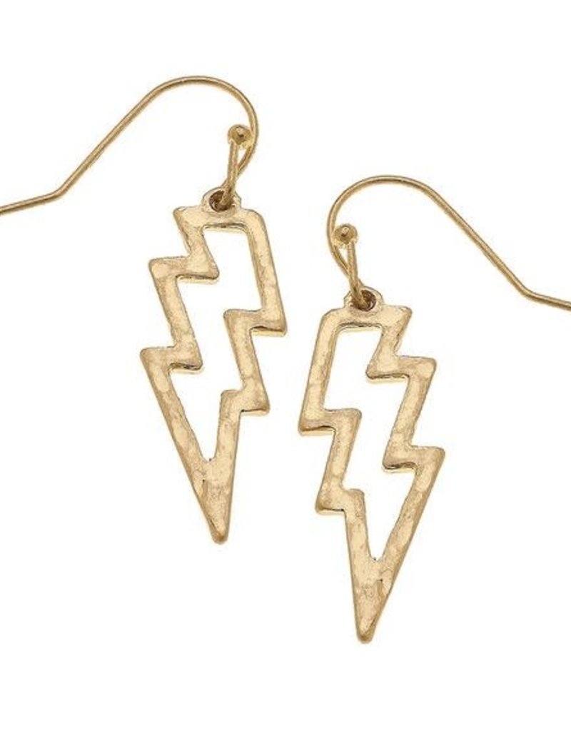 CANVAS THUNDERBOLT DROP EARRINGS IN WORN GOLD