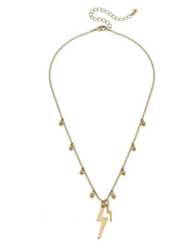 CANVAS JULIETTE THUNDERBOLT NECKLACE IN SATIN GOLD