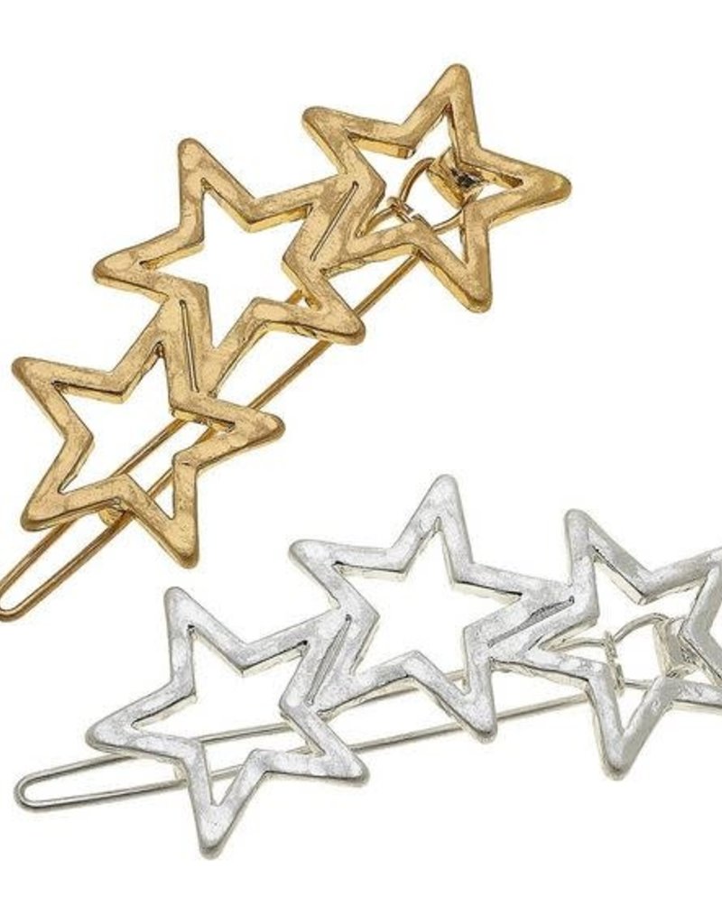 CANVAS SEEING STARS HAIR CLIPS IN WORN GOLD & SILVER