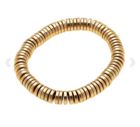 CANVAS EMBERLY STRETCH BRACELET IN WORN GOLD CANVAS EMBERLY STRETCH BRACELET IN WORN GOLD