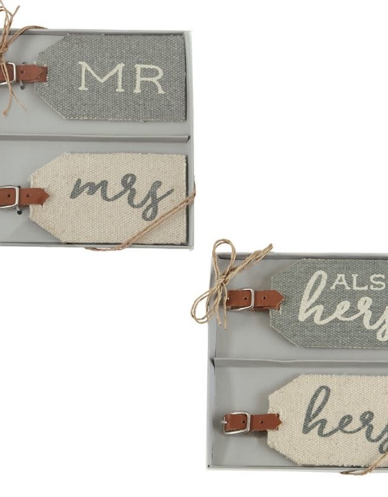 MUD PIE WEDDING DHURRIE LUGGAGE TAG SETS